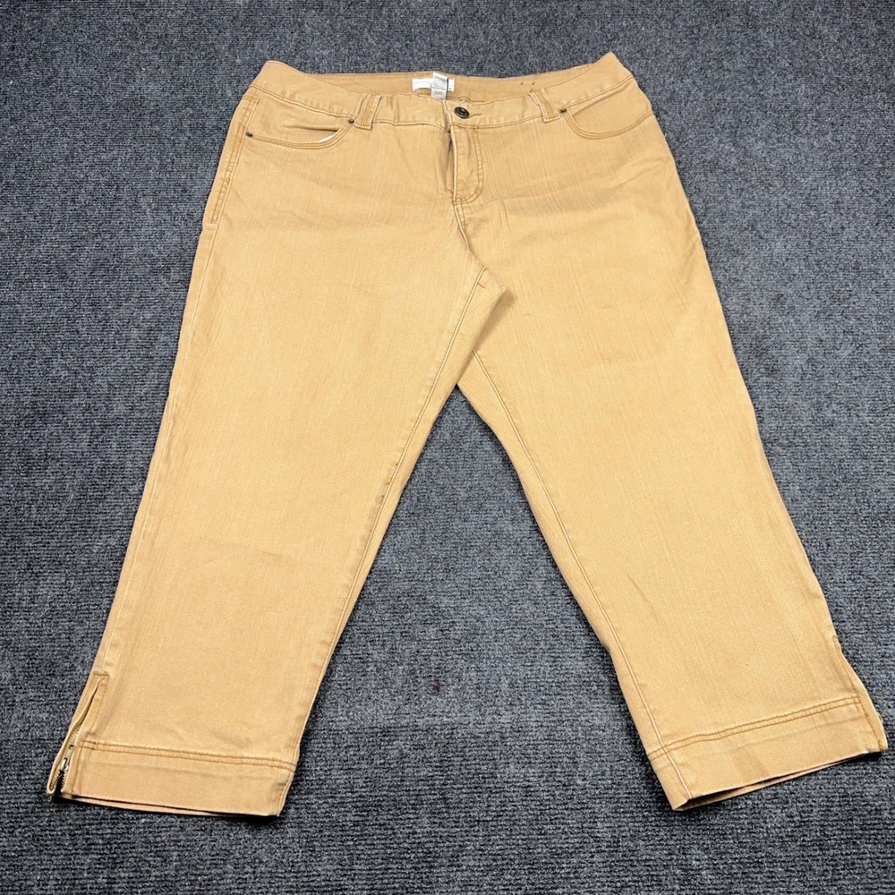 Venezia Womens Tan Khaki Cropped Ankle Zip Jeans Plus Size 20 Stretch Denim